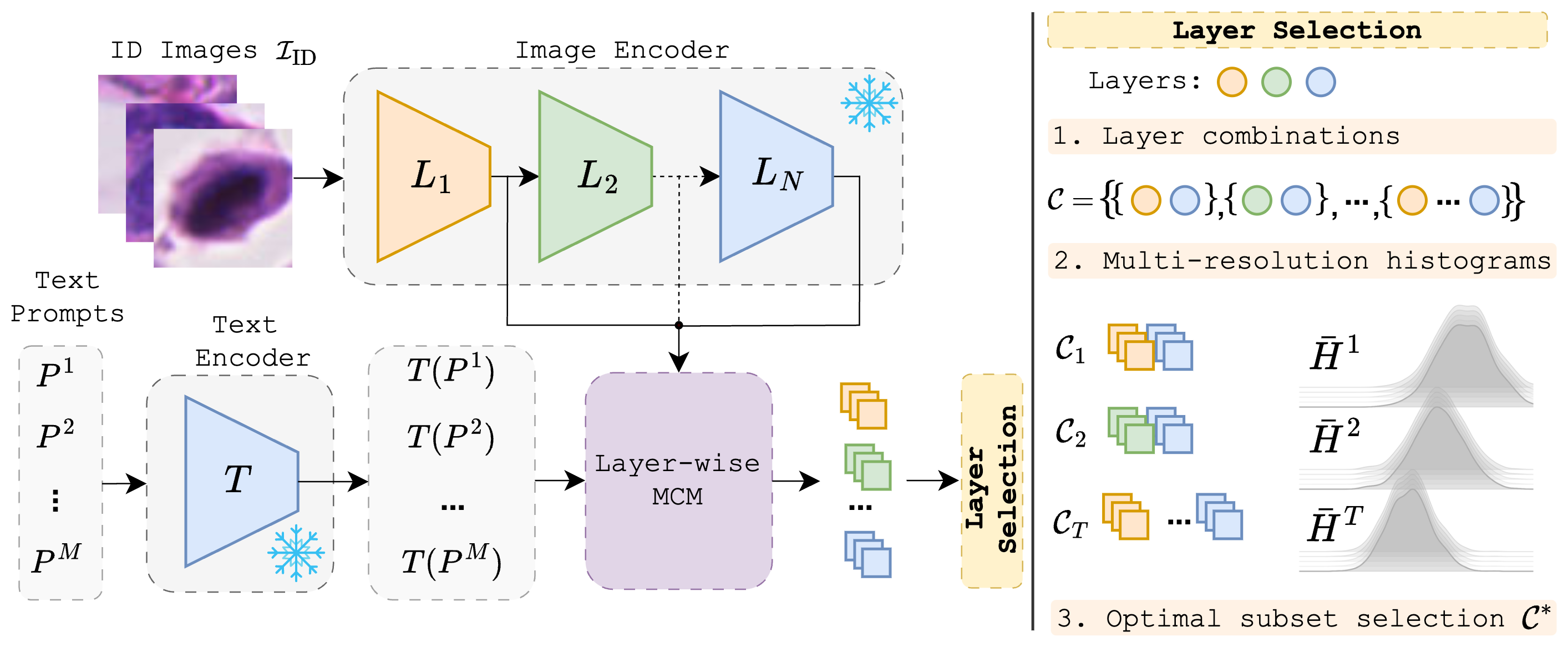 Framework overview: layer-wise MCM and multi-resolution entropy selection.